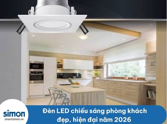 Đèn LED chiếu sáng phòng khách đẹp, hiện đại năm 2026