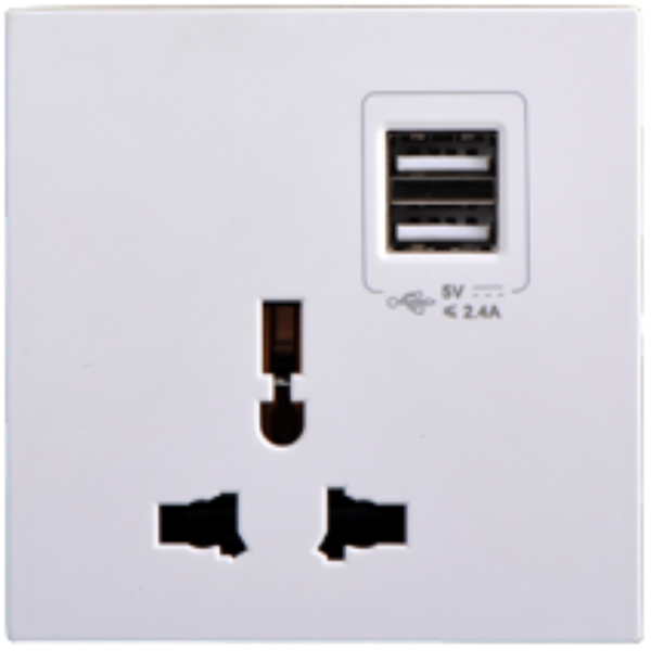 Module Ổ cắm đa tiêu chuẩn + 2 cổng sạc USB i7 70E725