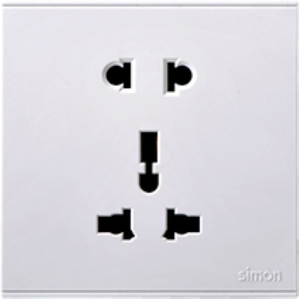 Bộ Ổ cắm 3 chấu đa tiêu chuẩn 10A và ổ cắm 2 chấu dùng cho chấu tròn&dẹt E6 721080