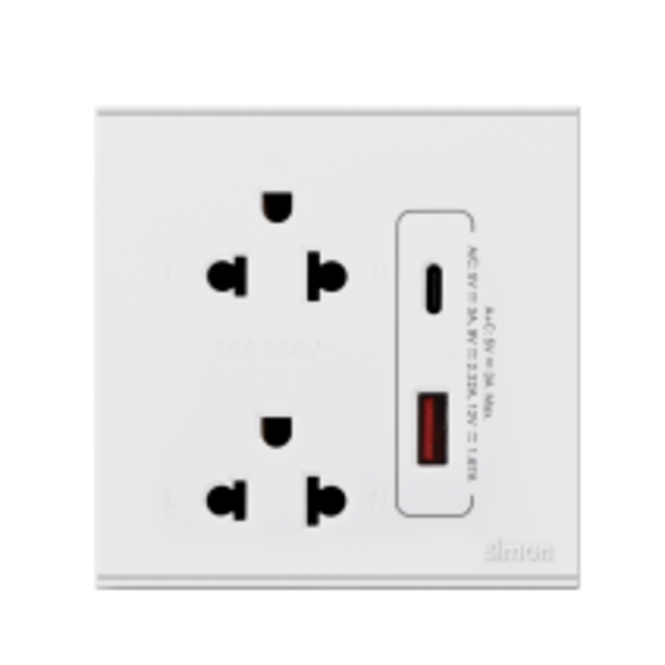 Bộ ổ cắm đôi 3 chấu kèm USB E6 72E7251