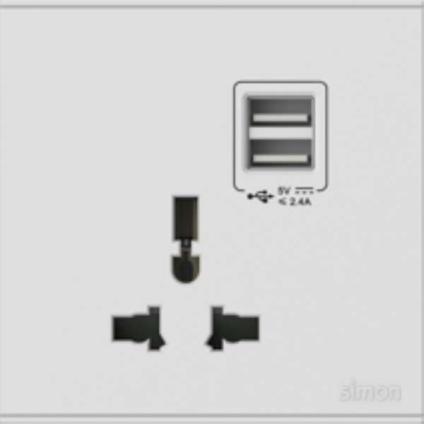 Bộ Ổ cắm đơn đa tiêu chuẩn 10A có cổng sạc USB E6 72E725