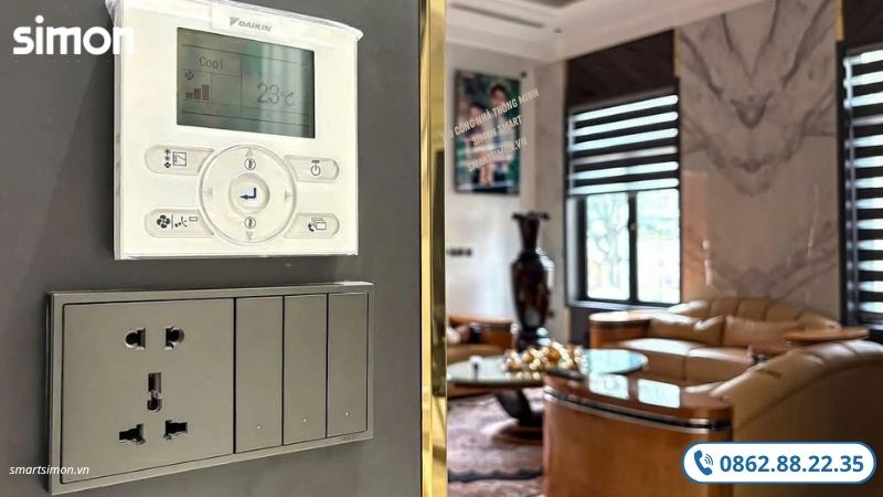Công tắc ổ cắm thông minh Simon được lắp đặt cho khách hàng