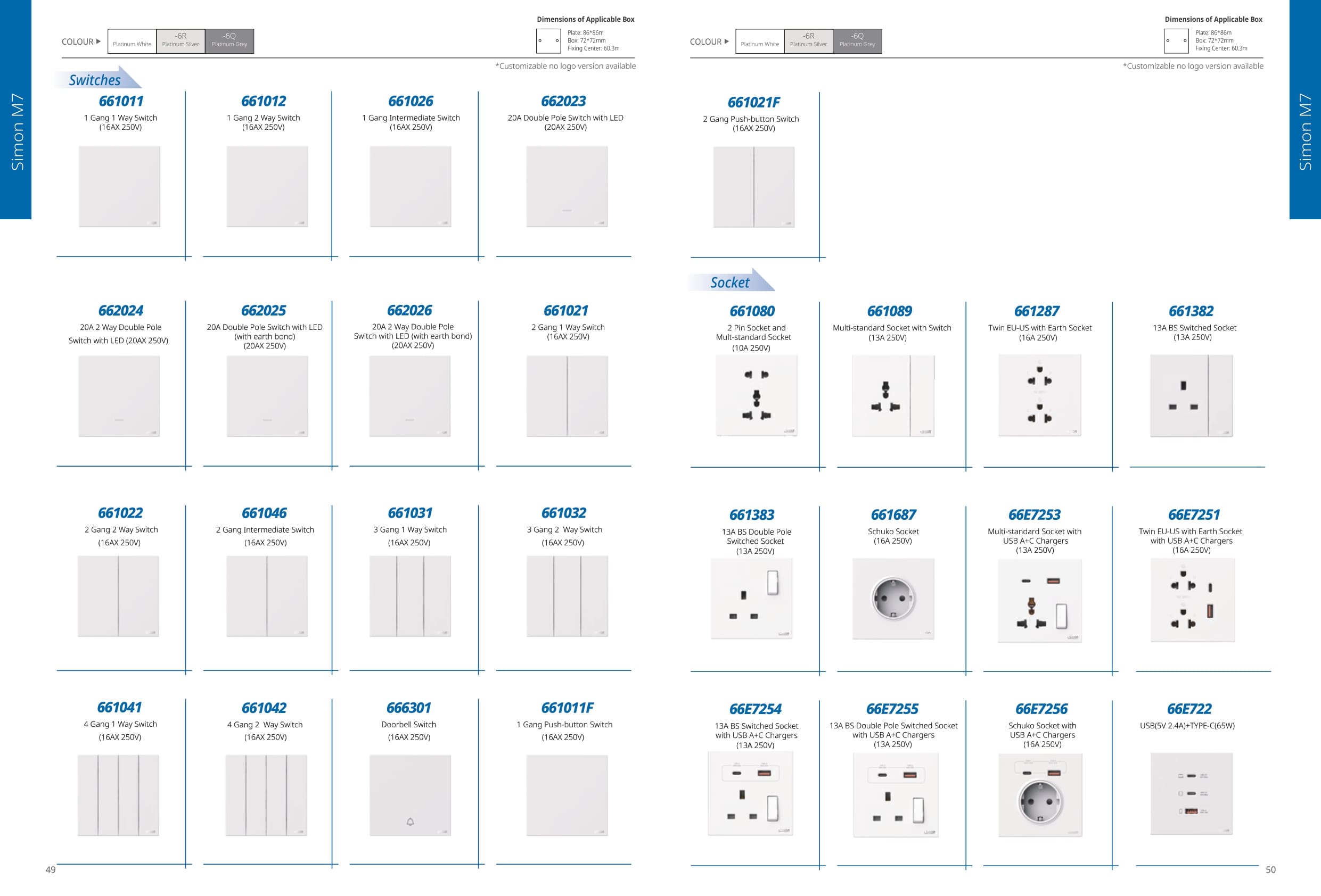 Catalogue công tắc Simon M7 Smart
