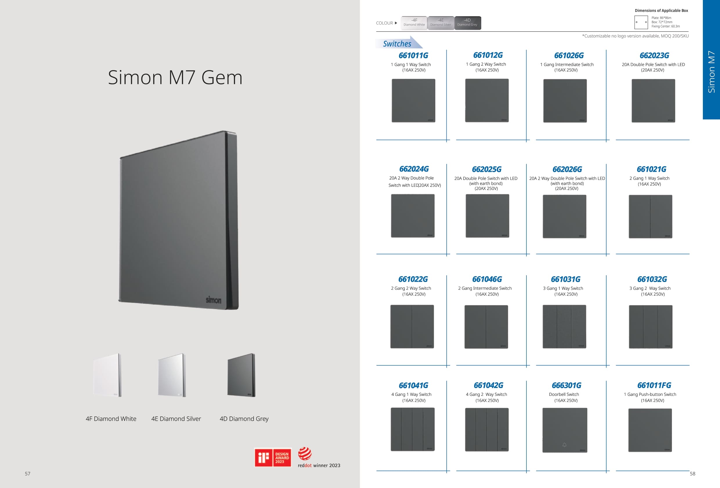 Catalogue công tắc Simon M7 Smart