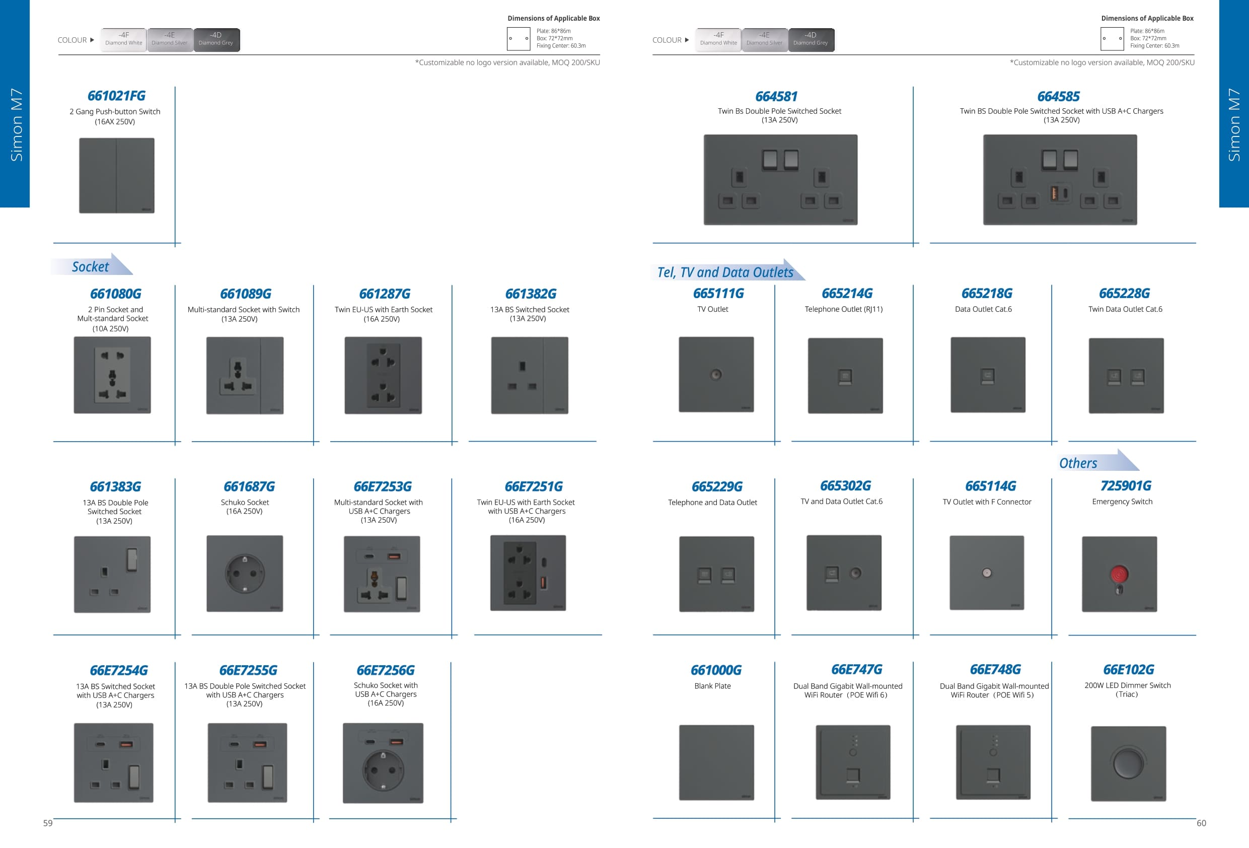 Catalogue công tắc Simon M7 Smart