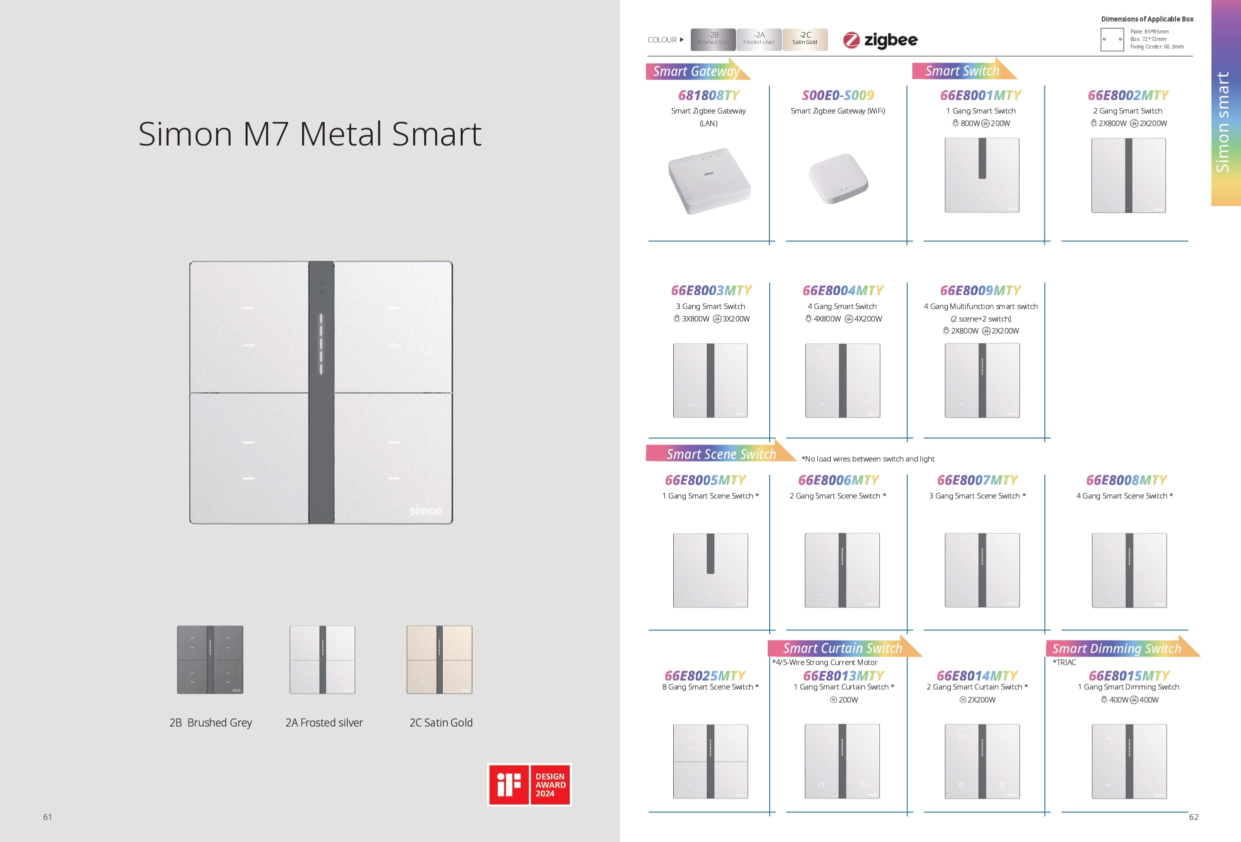 Catalogue công tắc Simon M7 Smart