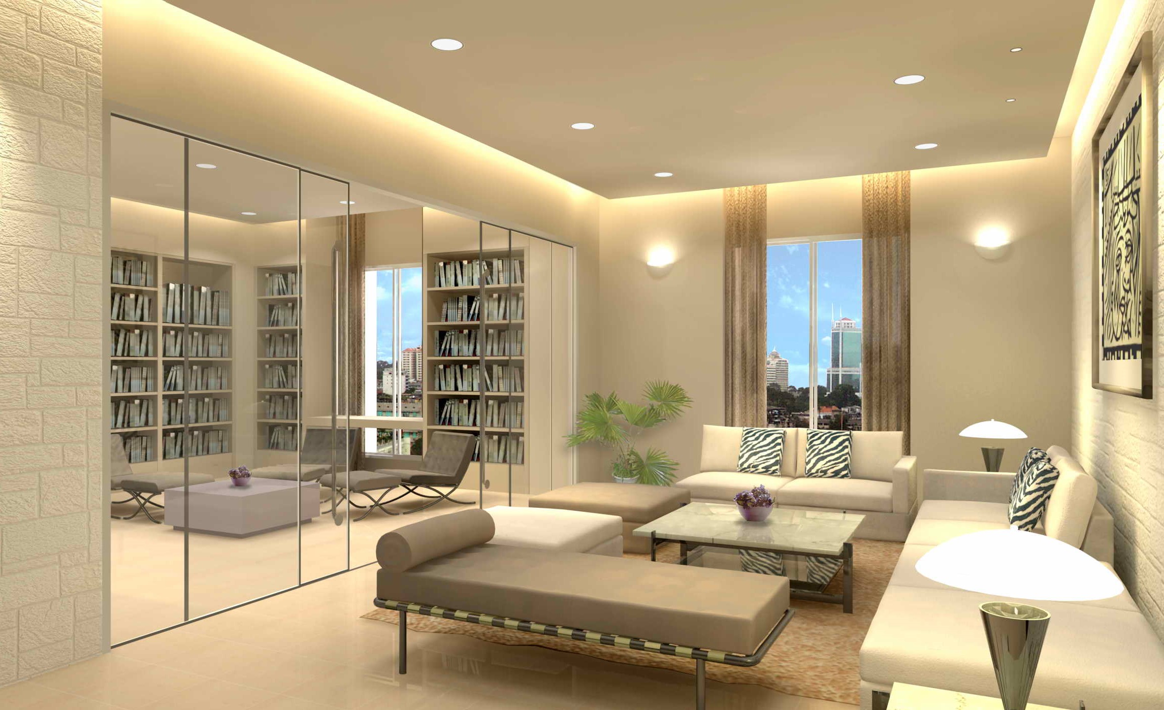 khoảng cách đèn downlight dành cho phòng đọc sách và ngủ